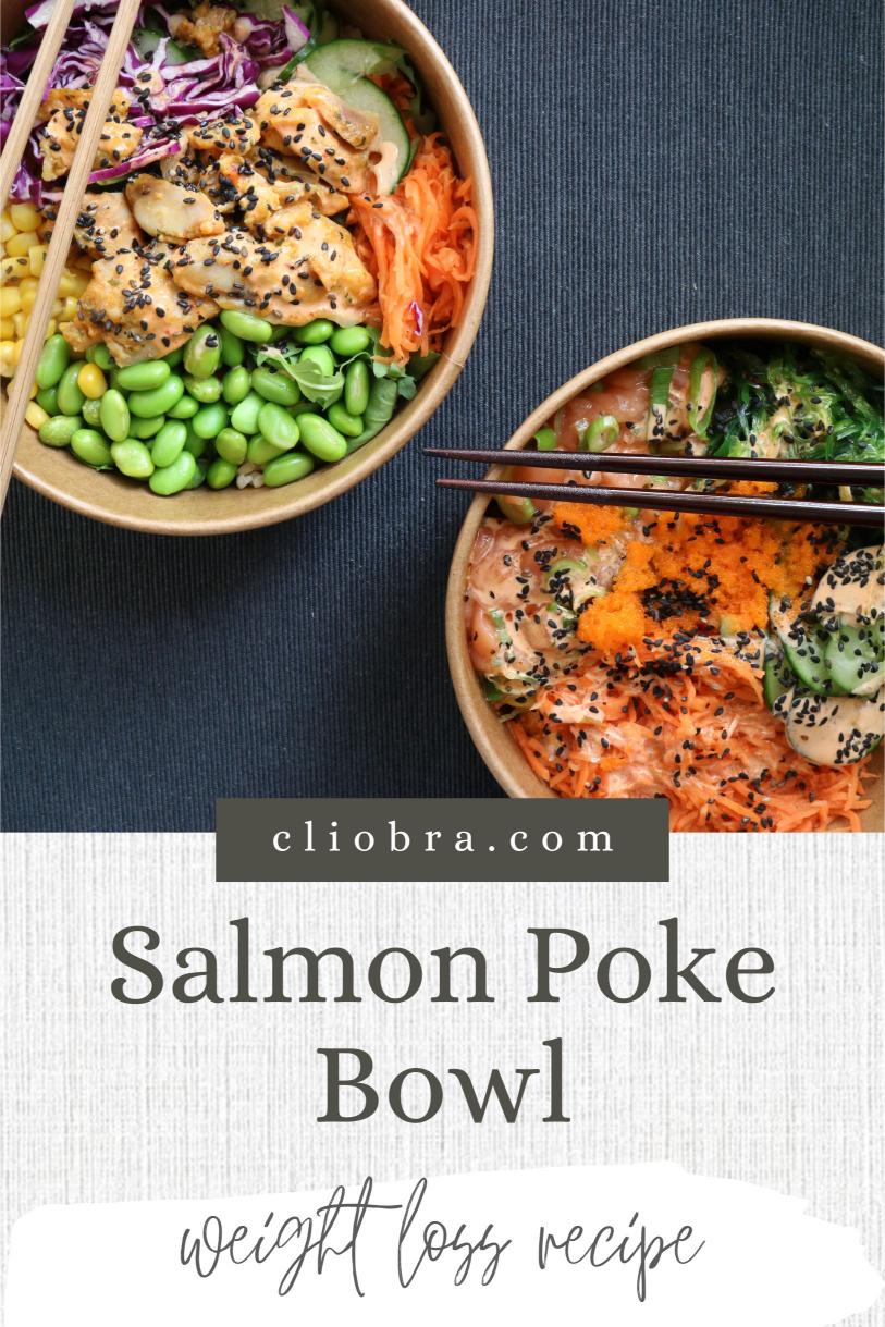 Salmon Poke Bowl with Edamame and Pickled Ginger – Low Calorie Weight Loss Recipe