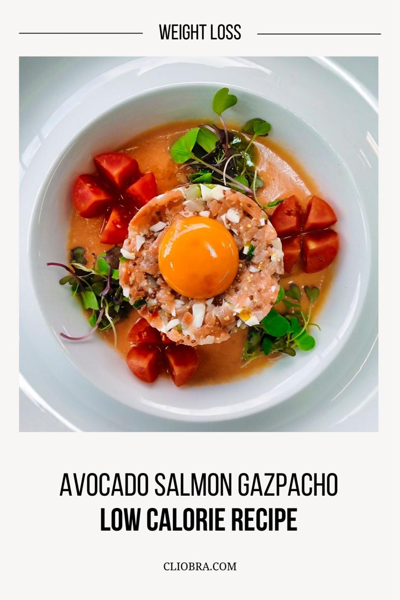 Avocado Salmon Gazpacho – Fresh Cold Topped with Diced Avocado Weight Loss Recipe