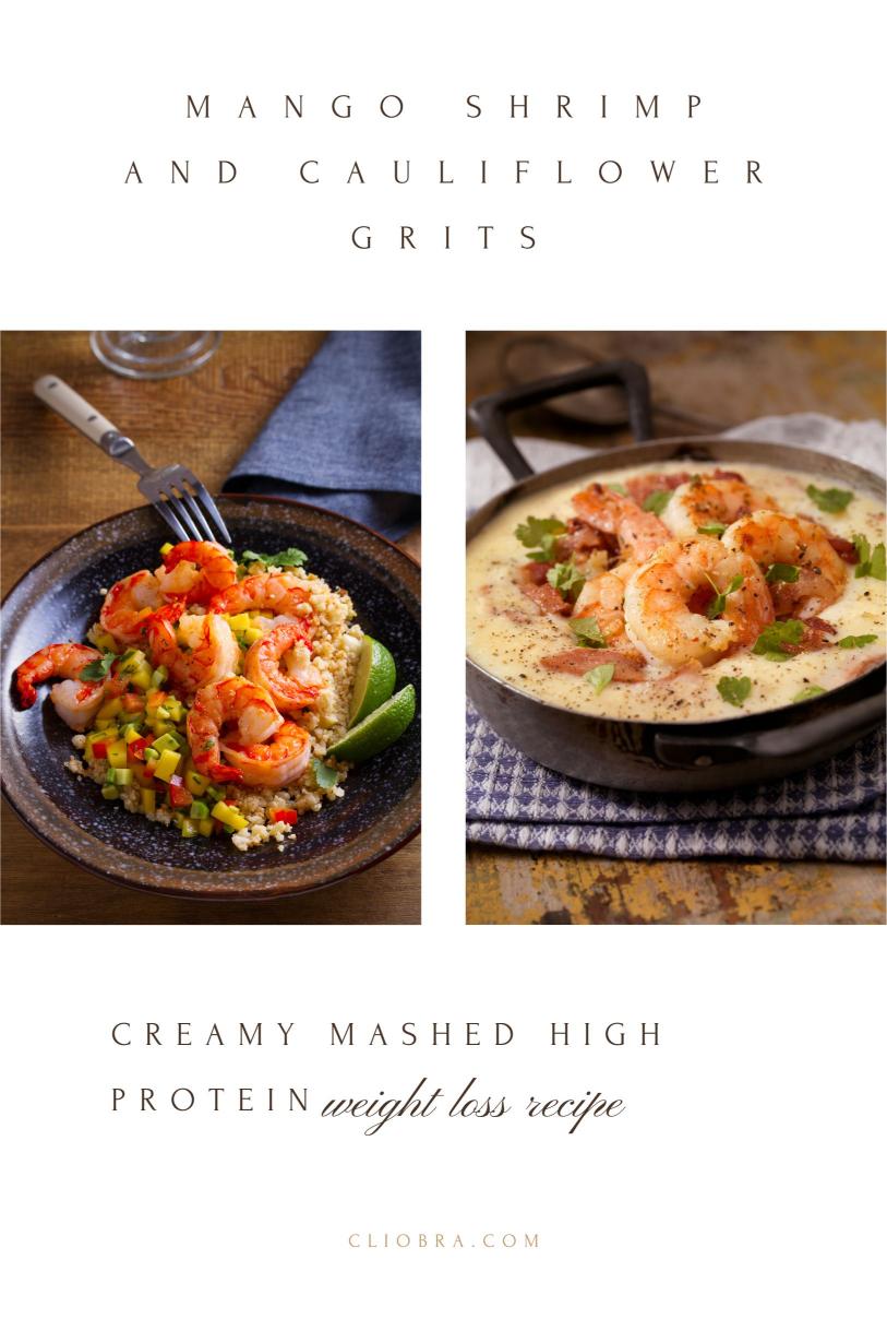 Mango Shrimp and Cauliflower Grits – Creamy Mashed High Protein Weight Loss Recipe