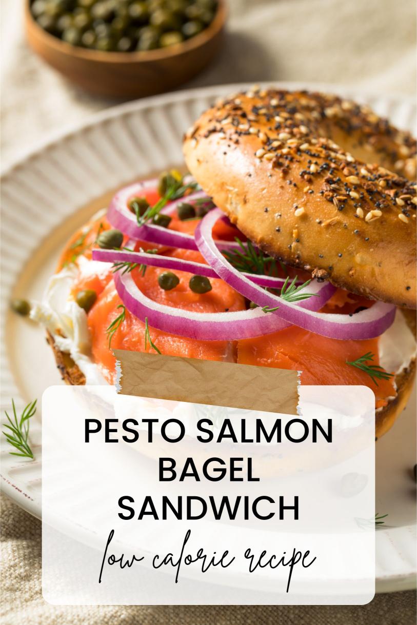 Pesto Salmon Bagel Sandwich – Toasted and Delicious Protein Rich Weight Loss Recipe