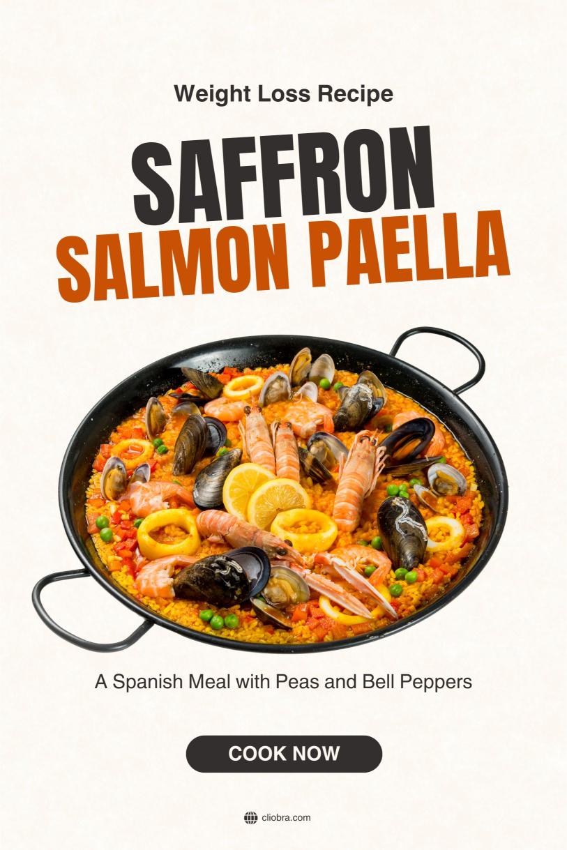 Saffron Salmon Paella – A Spanish Meal with Peas and Bell Peppers Weight Loss Recipe