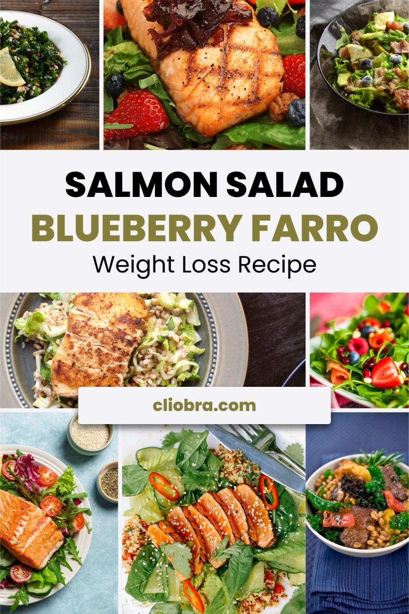 Salmon and Blueberry Farro Salad with Feta and Honey-lemon Dressing Weight Loss Recipe