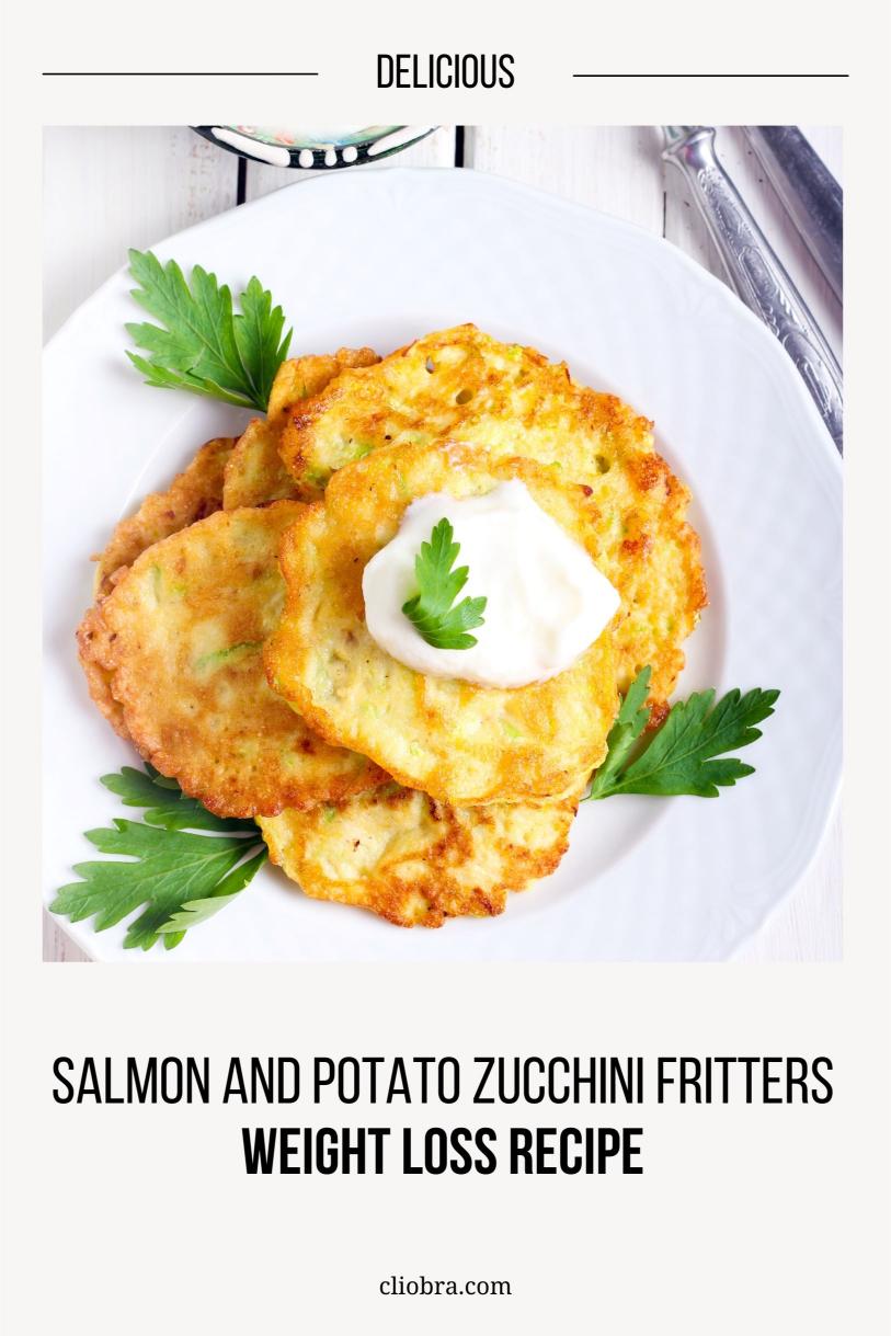 Salmon and Potato Zucchini Fritters – Pan-fried with Dill and Feta Cheese Weight Loss Recipe