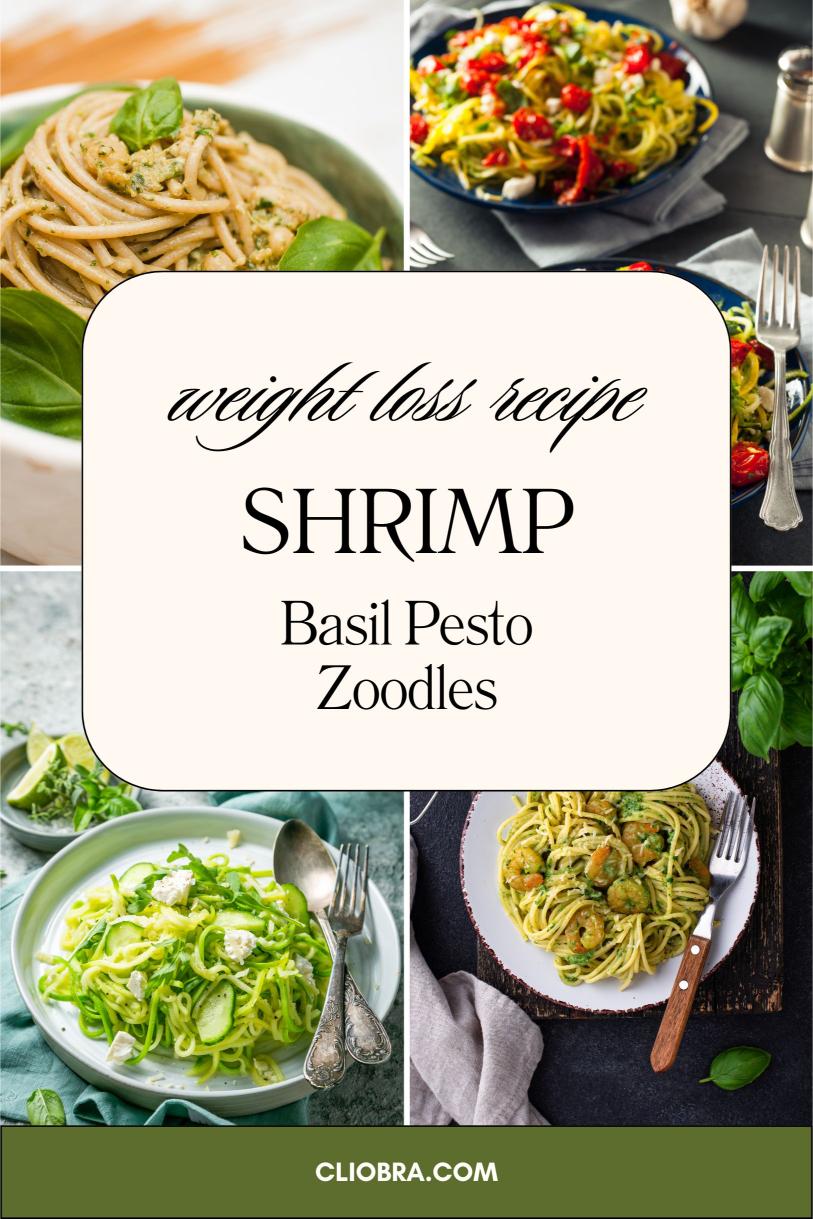 Shrimp and Basil Pesto Zoodles – Zucchini Noodles with Cherry Tomatoes Weight Loss Recipe