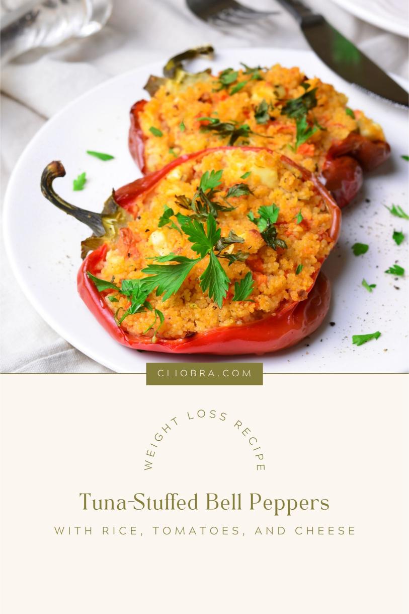 Tuna-Stuffed Bell Peppers with Rice, Tomatoes, and Cheese Delicious Weight Loss Recipe