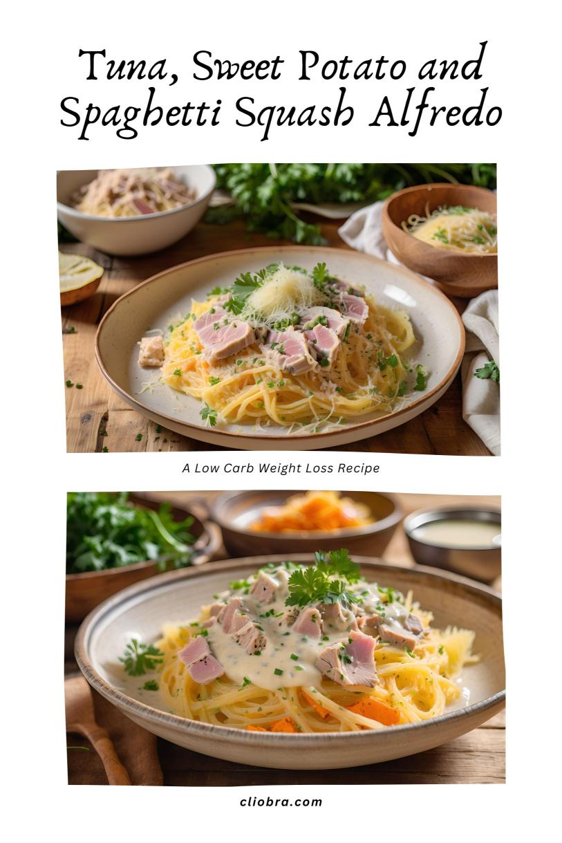 Tuna, Sweet Potato and Spaghetti Squash Alfredo – A Low Carb Weight Loss Recipe