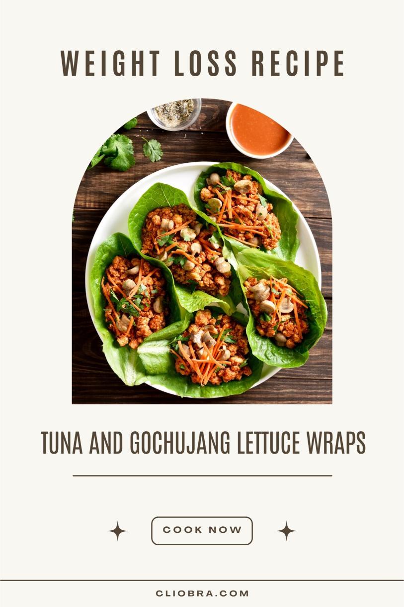 Tuna and Gochujang Lettuce Wraps with Sauce, Butter, Carrots and Sesame Seeds Weight Loss Recipe