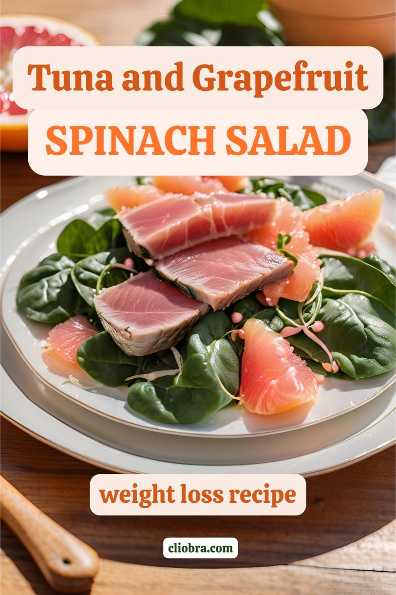 Tuna and Grapefruit Spinach Salad with Toasted Almonds Protein Rich Weight Loss Recipe