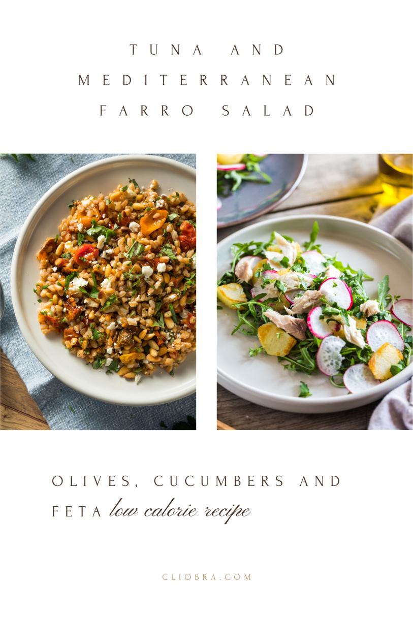 Tuna and Mediterranean Farro Salad with Olives, Cucumbers and Feta Weight Loss Recipe