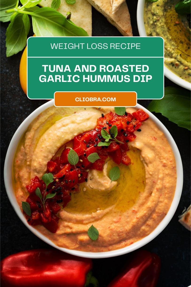 Tuna and Roasted Garlic Hummus Dip – Creamy Dish Served with Pita Chips Weight Loss Recipe