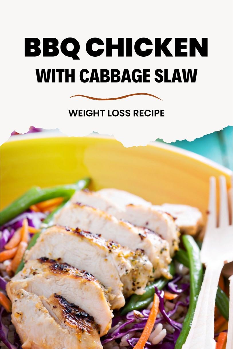 BBQ Chicken with Cabbage Slaw with A Sugar-free BBQ Sauce Weight Loss Recipe