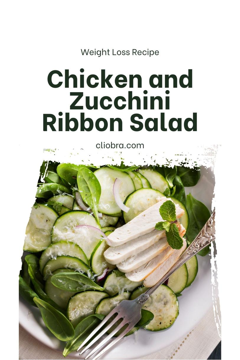 Chicken and Zucchini Ribbon Salad Drizzled with Lemon and Olive Oil Weight Loss Recipe