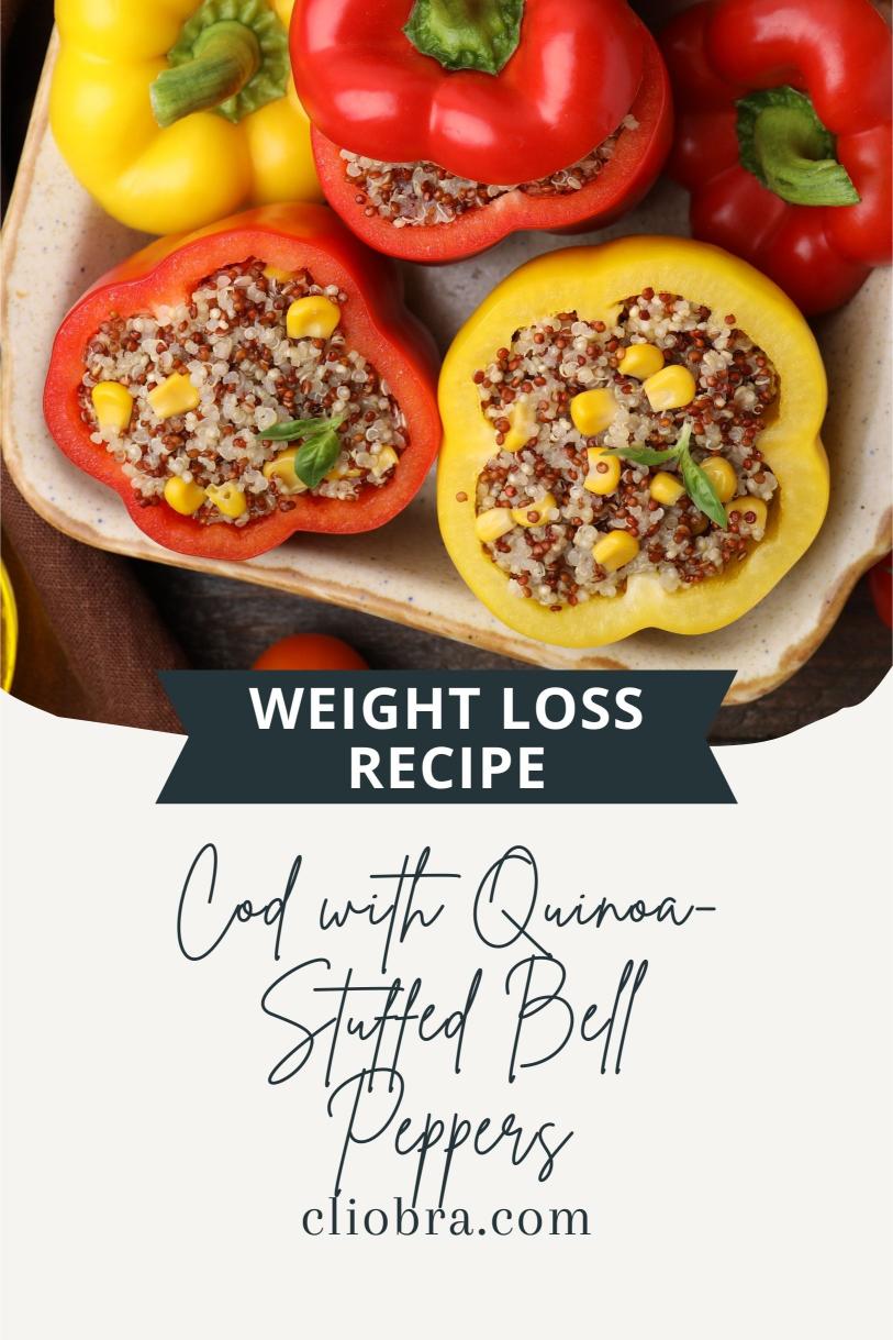 Cod Served Alongside Quinoa-Stuffed Bell Peppers, Baked to Perfection Weight Loss Recipe