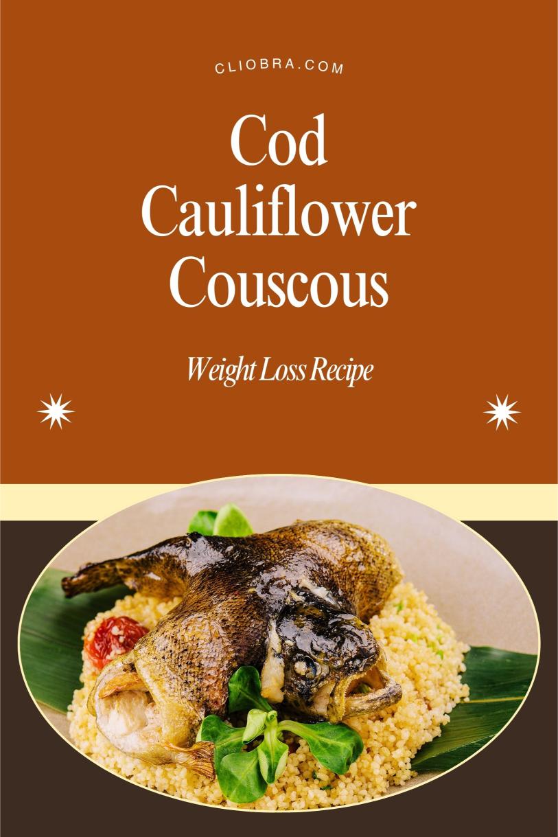 Cod Served Over Cauliflower Couscous with Raisins and Almonds Weight Loss Recipe