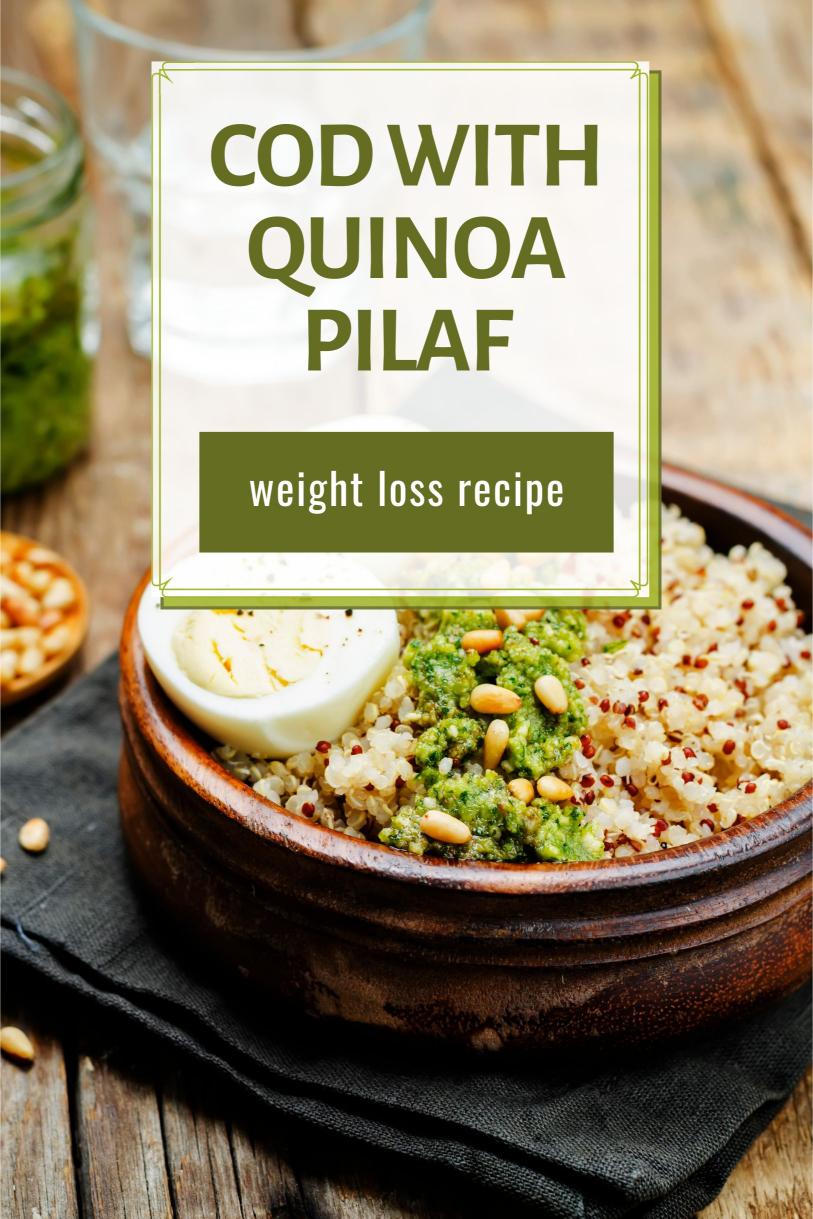 Cod Served with A Mediterranean Quinoa Pilaf with Olives and Pine Nuts Weight Loss Recipe