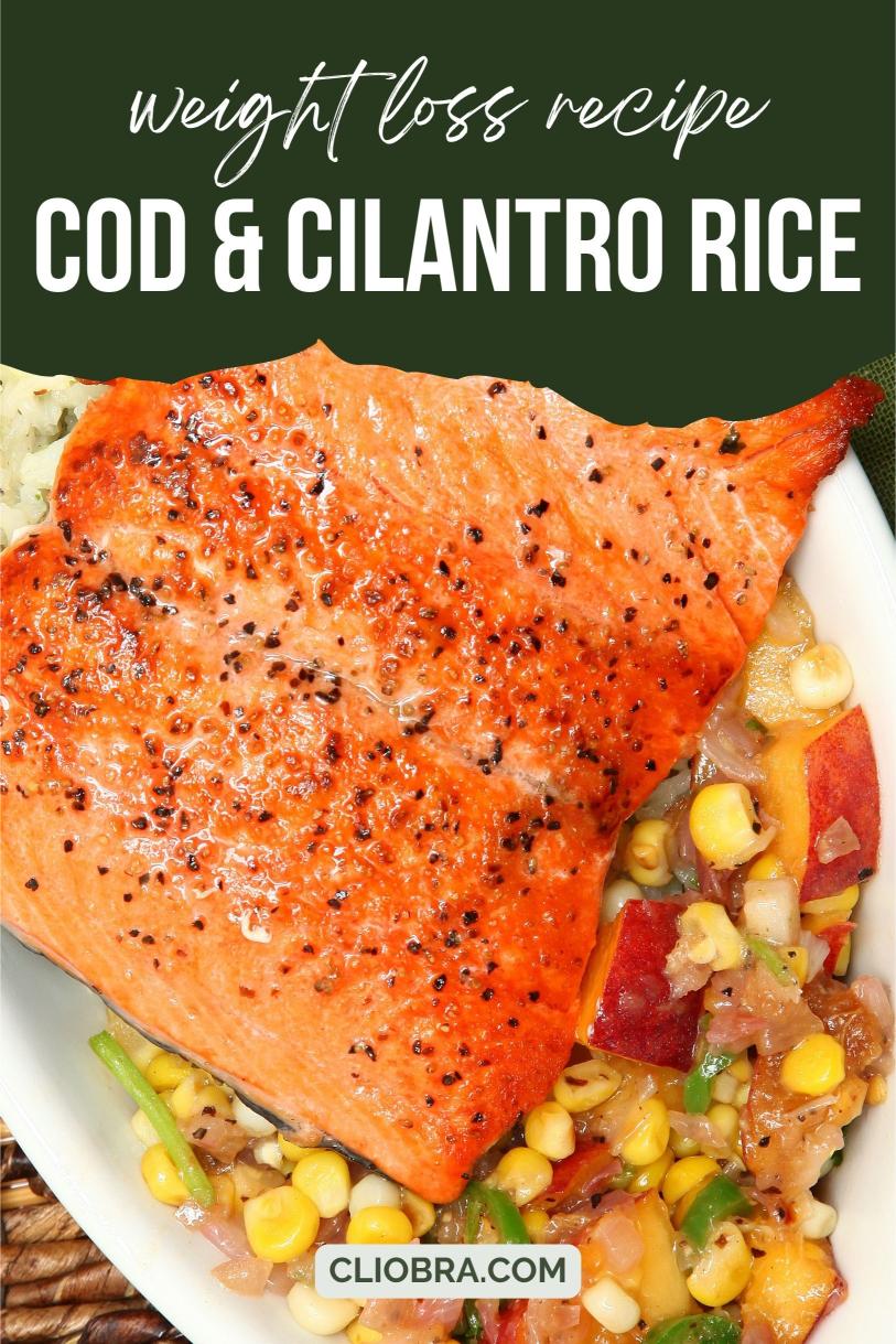 Cod Topped with A Zesty Avocado-lime Crema and Served with Cilantro Rice Weight Loss Recipe