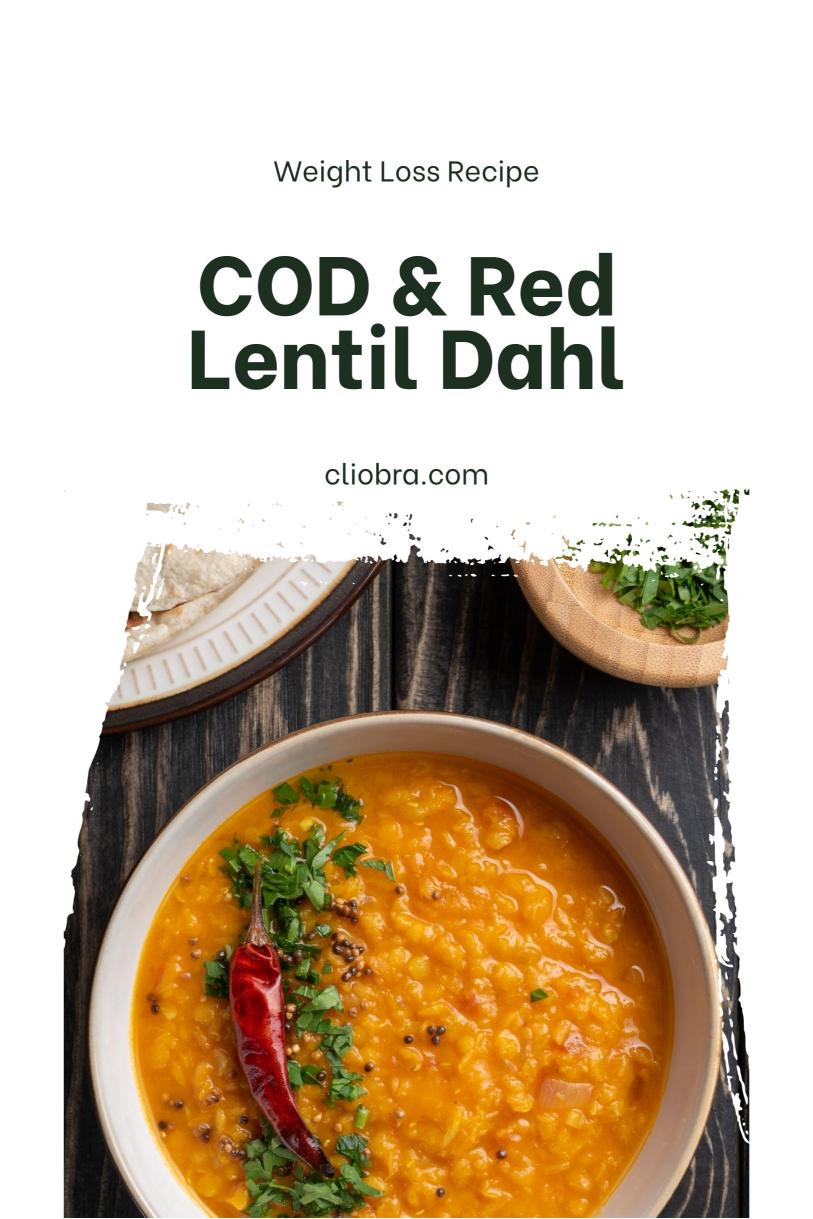 Cod and Mango Served on a Bed of Creamy, Spiced Red Lentil Dahl Weight Loss Recipe