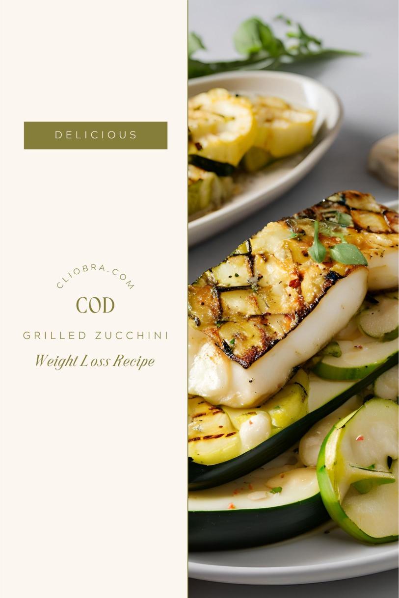 Cod and Mango Served with Grilled Zucchini Drizzled with Lemon and Parmesan Weight Loss Recipe