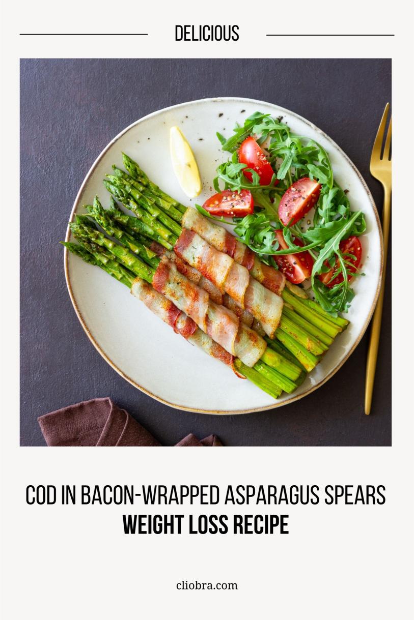 Cod with Bacon-wrapped Asparagus Spears, Lemon Vinaigrette and Pineapple Weight Loss Recipe