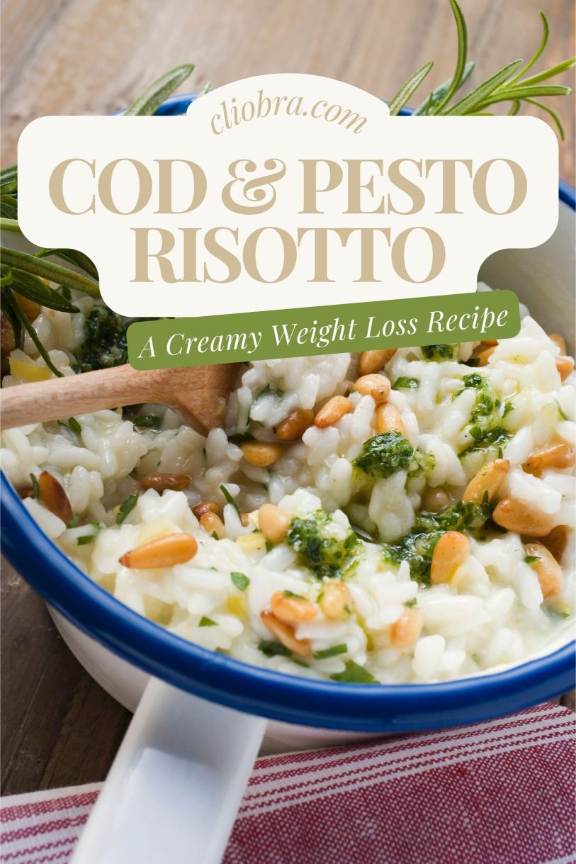 Cod with Creamy Pesto Risotto, Sweet Potato, Greek Yogurt and Parmesan Weight Loss Recipe