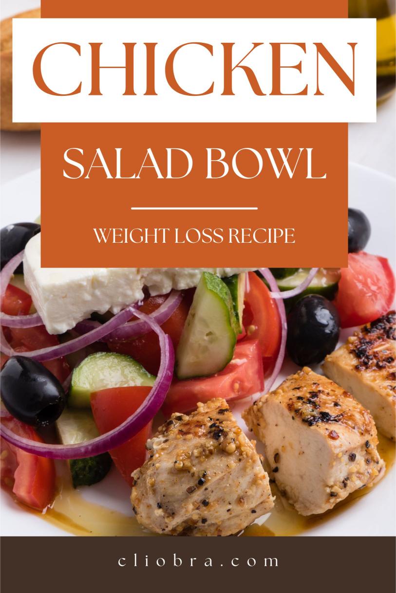 Greek Chicken Salad Bowl with Olives, Cucumbers, and Feta Cheese Weight Loss Recipe