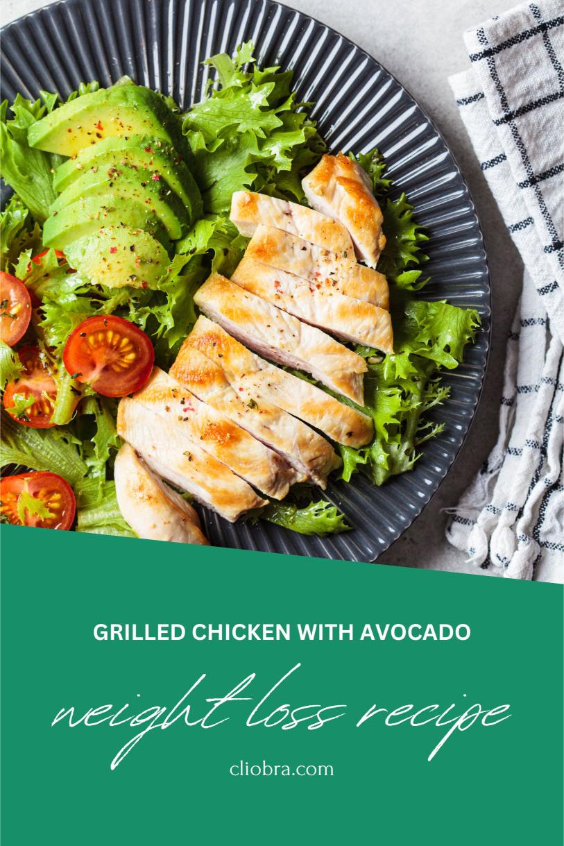 Grilled Chicken on A Bed of Greens with Avocado, Lime, and A Light Vinaigrette Weight Loss Recipe