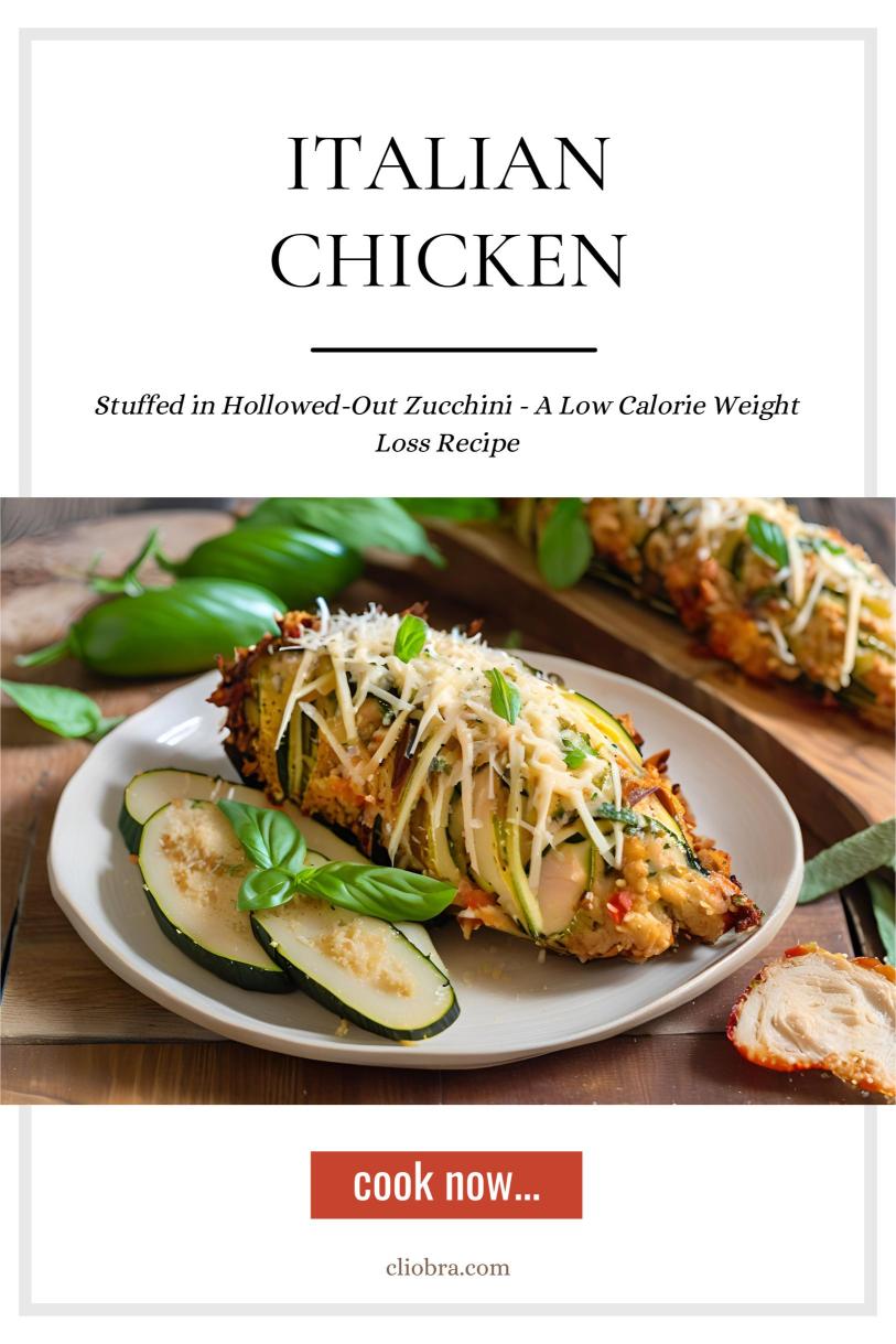 Italian Chicken Stuffed in Hollowed-Out Zucchini – A Low Calorie Weight Loss Recipe