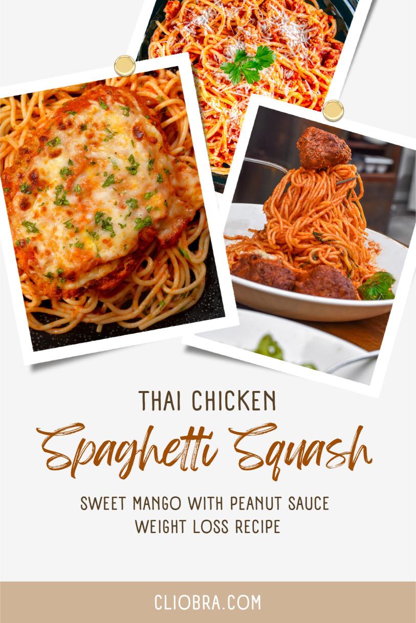 Thai Chicken with Spaghetti Squash and Sweet Mango with Peanut Sauce Weight Loss Recipe