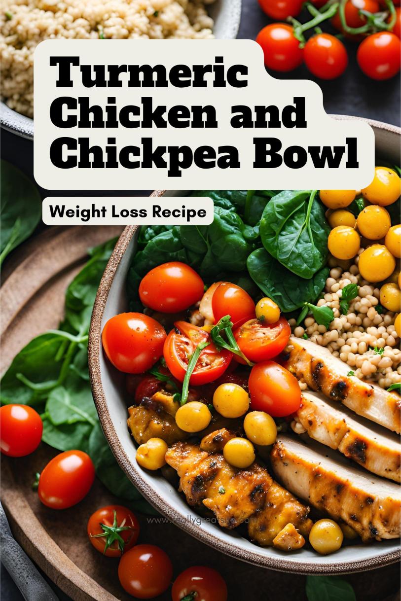 Turmeric Chicken and Chickpea Bowl Over Mixed Greens with Tahini Dressing Weight Loss Recipe