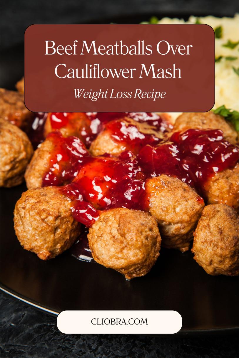 Beef Meatballs Over Cauliflower Mash with a Sprinkle of Parsley – A Weight Loss Recipe