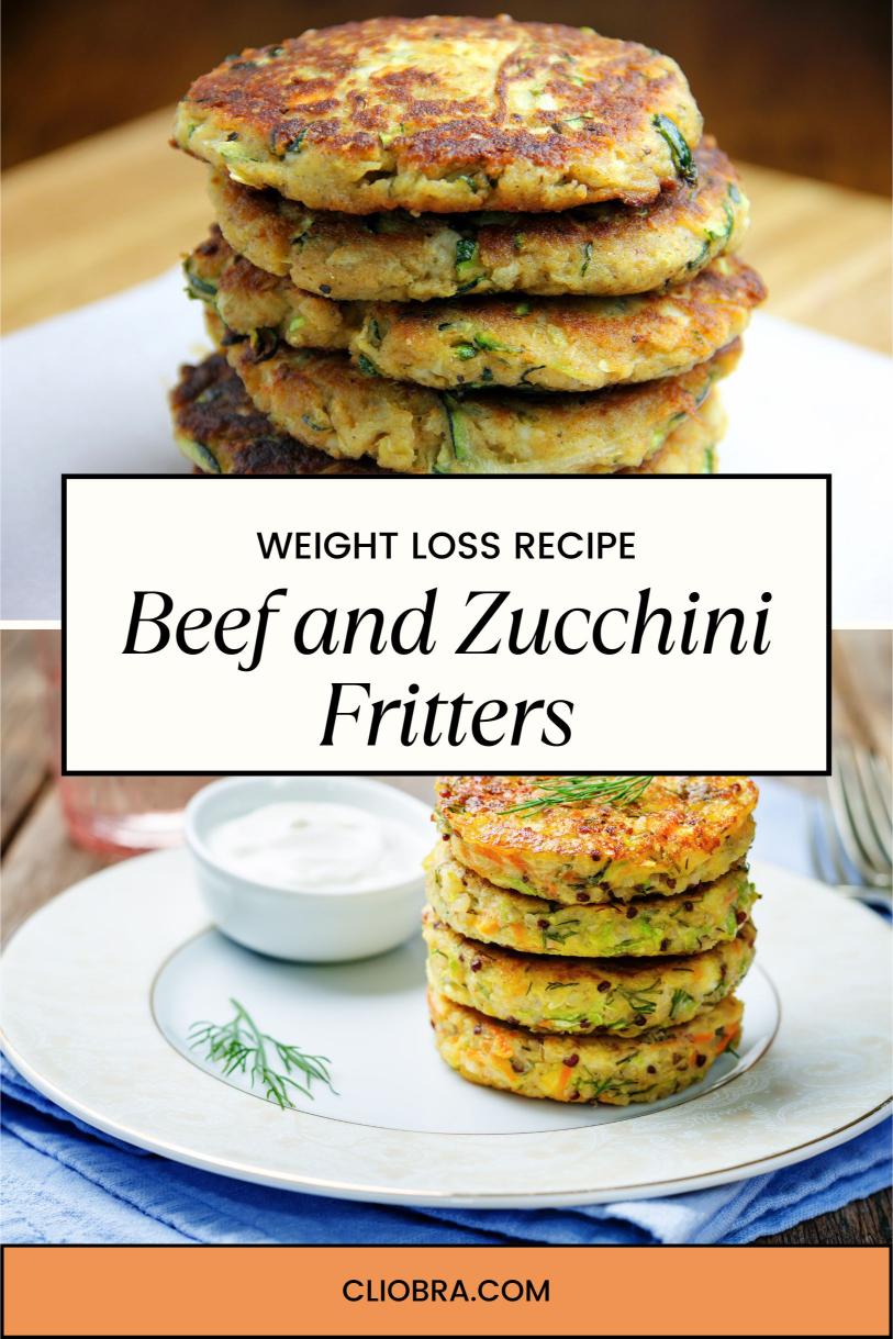 Beef and Zucchini Fritters with A Side of Greek Yogurt Dip Weight Loss Recipe