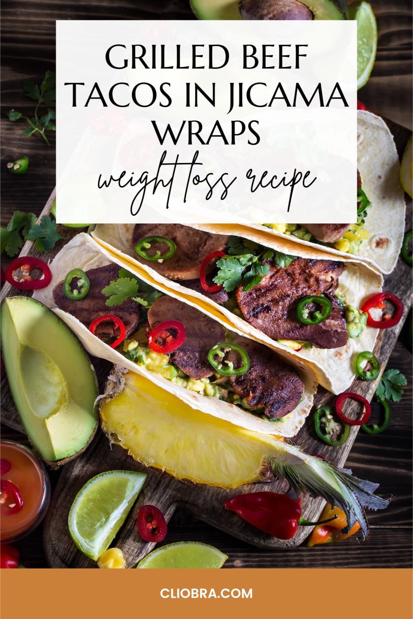 Grilled Beef Tacos in Jicama Wraps with Avocado Salsa – A Protein Rich Weight Loss Recipe