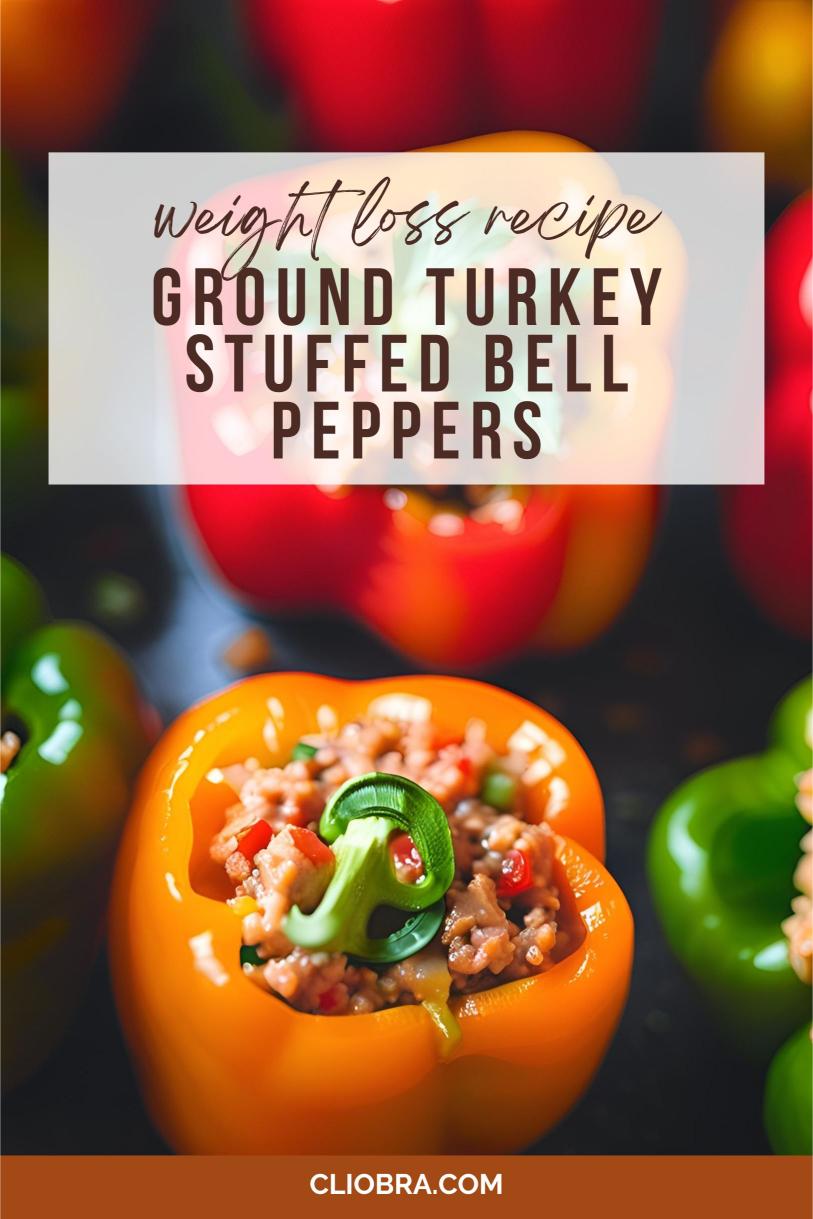 Ground Turkey Stuffed Bell Peppers with Cauliflower Rice and Marinara Sauce Weight Loss Recipe