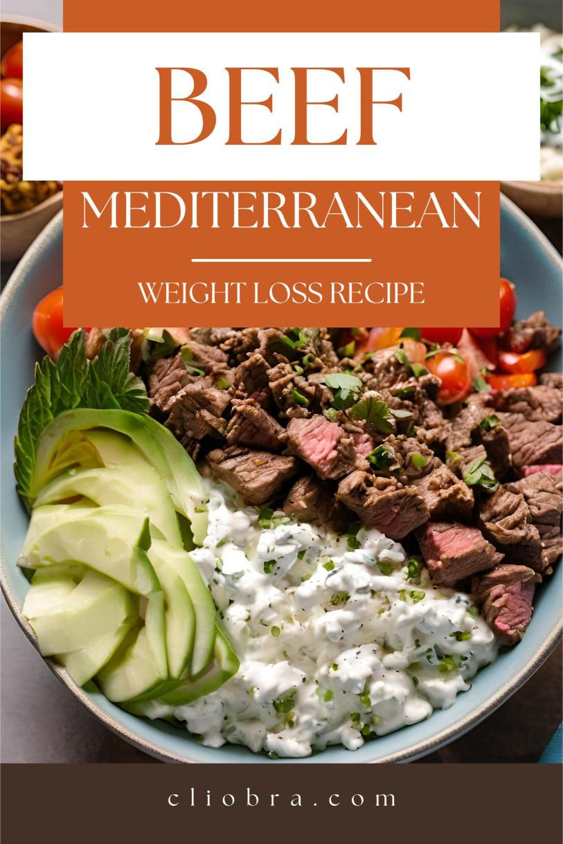 Mediterranean Beef Bowl Served with Tzatziki Sauce Weight Loss Recipe