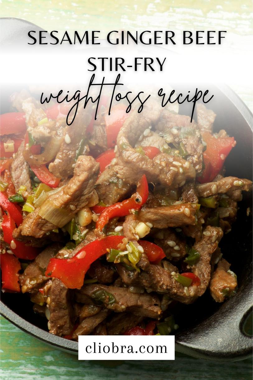 Sesame Ginger Beef Stir-Fry with Julienned Carrots and Snap Peas Weight Loss Recipe