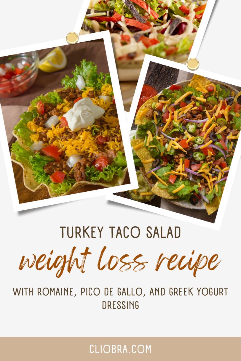 Turkey Taco Salad with Romaine, Pico de Gallo, and Greek Yogurt Dressing Weight Loss Recipe